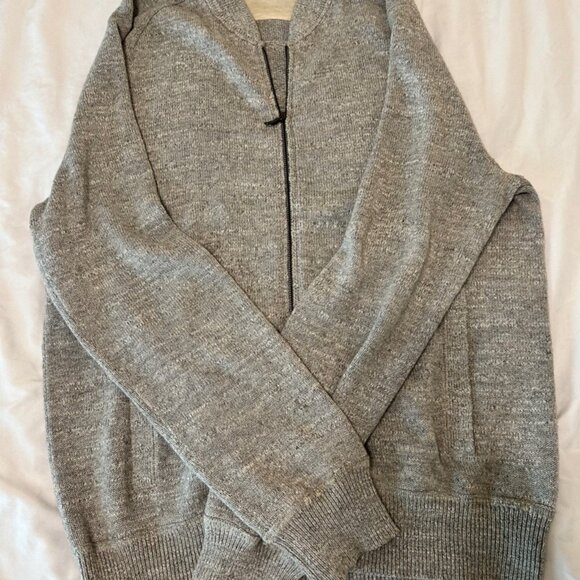 Banana Republic Grey Zipper Cardigan Cotton High Neck Size L - Picture 2 of 12